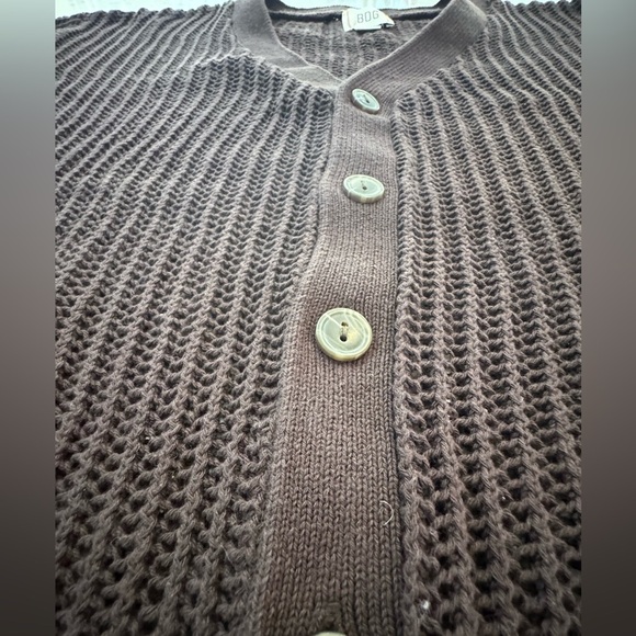 URBAN OUTFITTERS BDG Beach Cardigan Dark Brown Sz Medium NWOT V-neck Open Knit - Picture 4 of 12